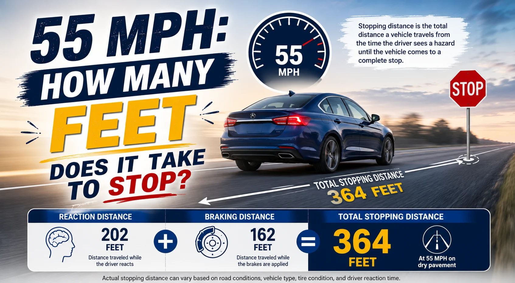 55 MPH: How Many Feet Does It Take to Stop