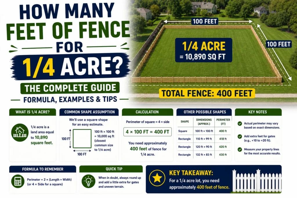 How Many Feet of Fence for 1/4 Acre