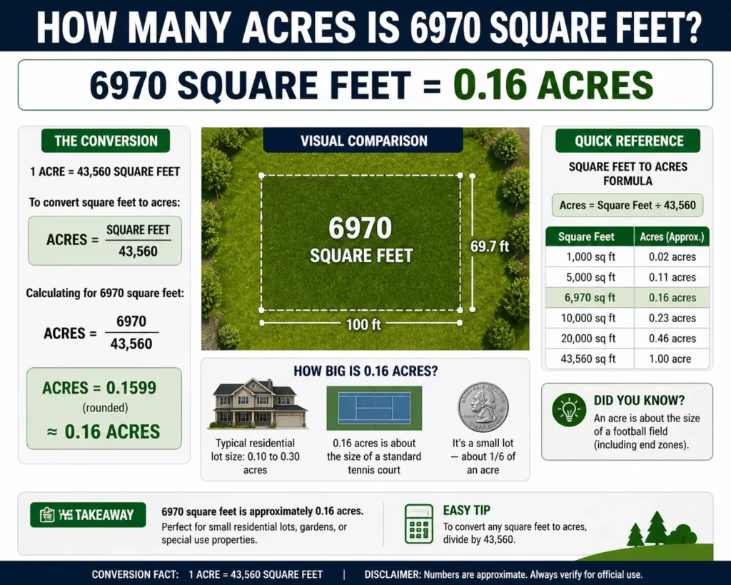 how many acres is 6970 square feet
