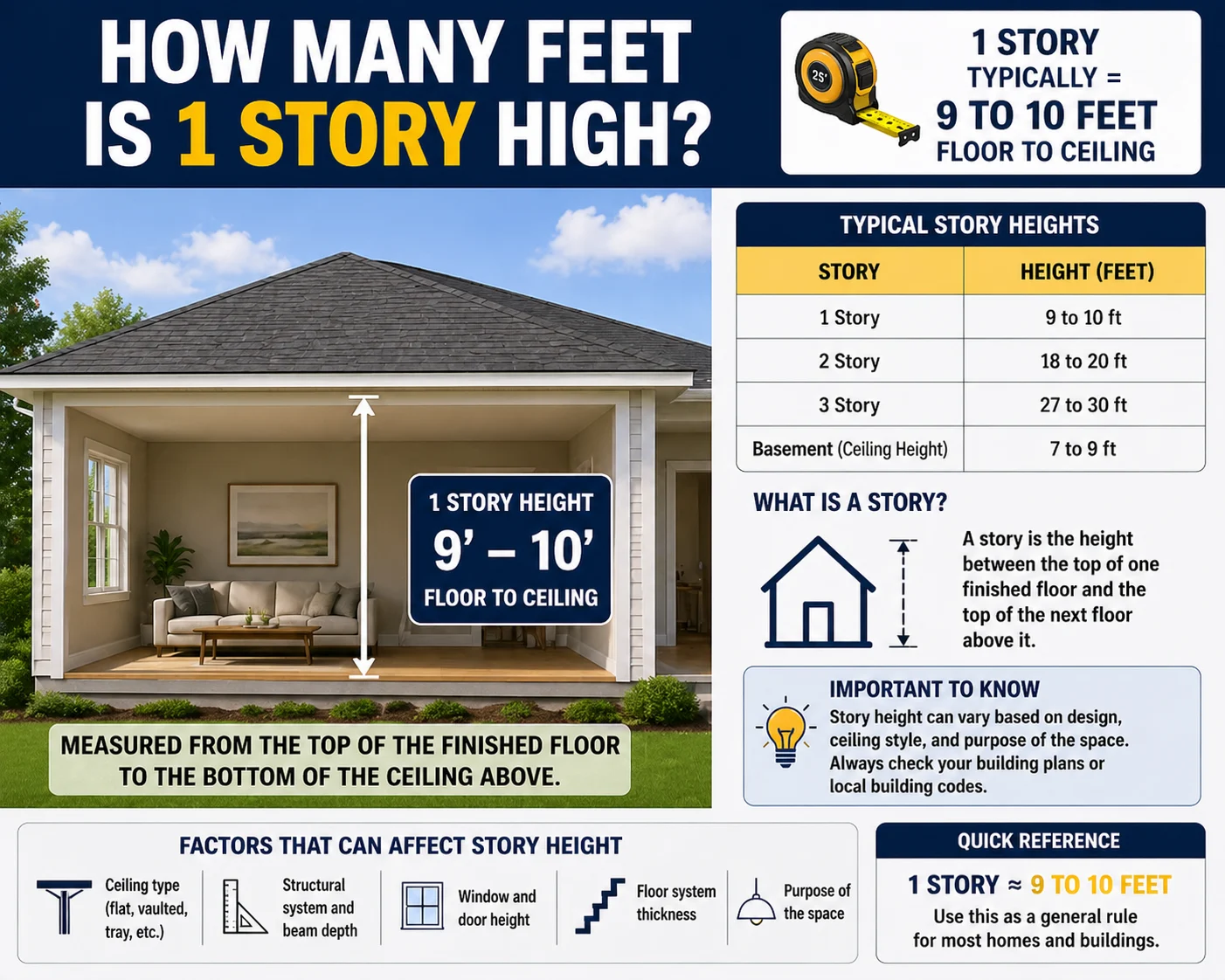 how many feet is 1 story high
