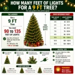 how many feet of lights for a 9ft tree