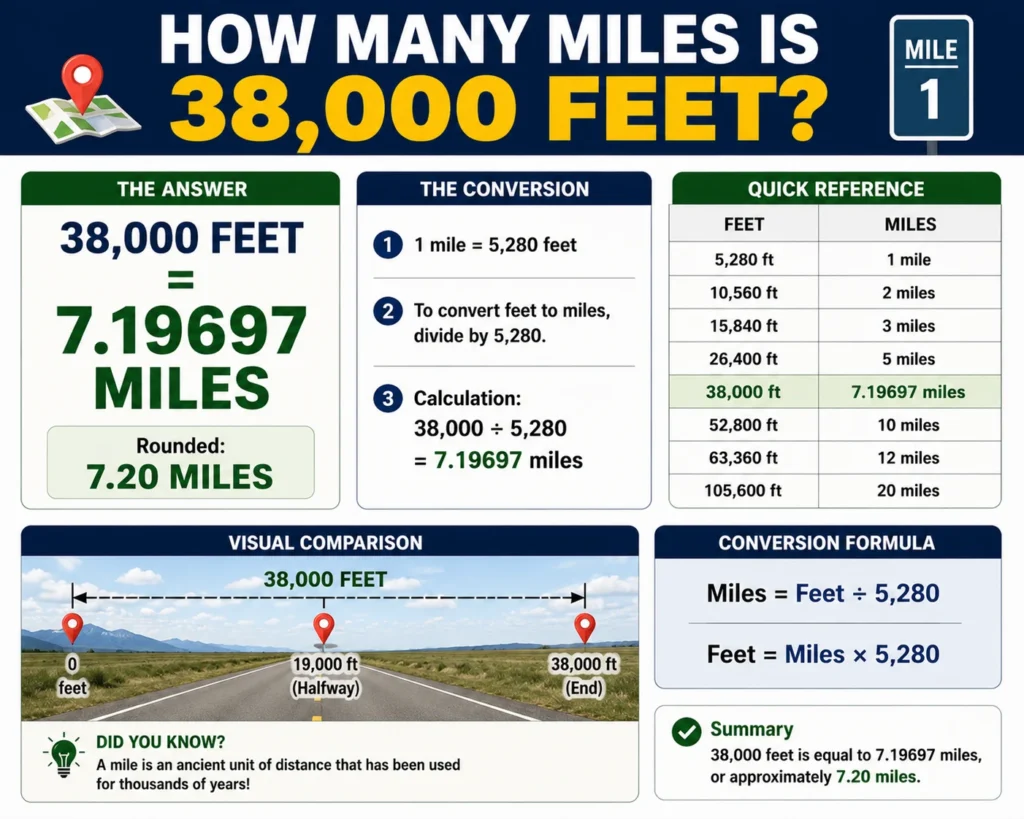 how many miles is 38000 feet