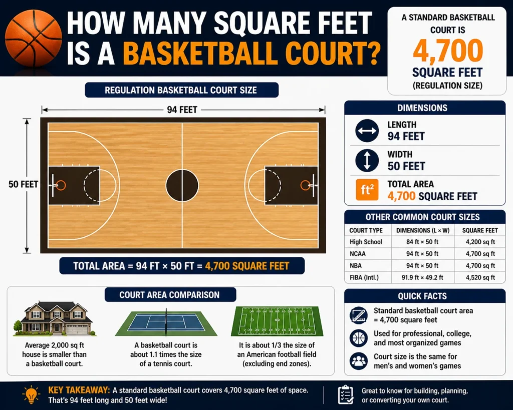 how many square feet basketball court