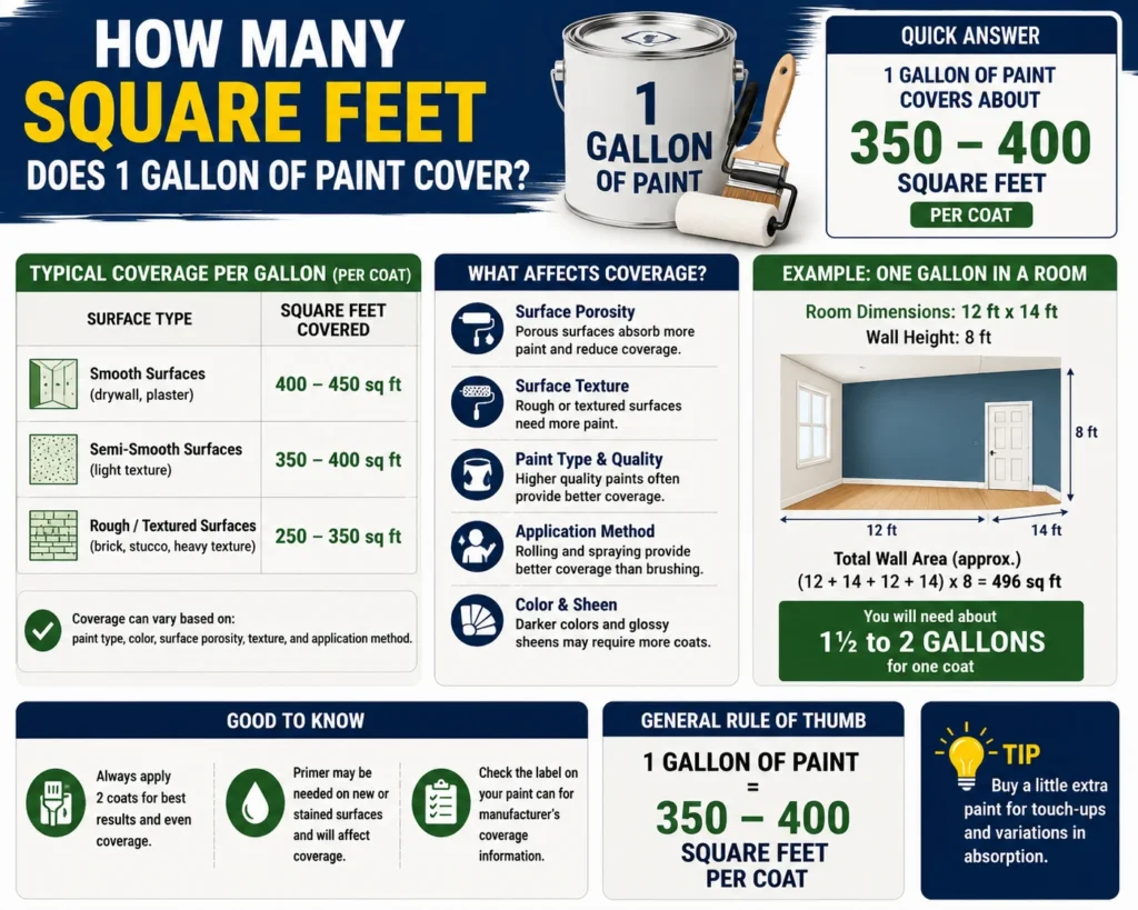 how many square feet for gallon of paint