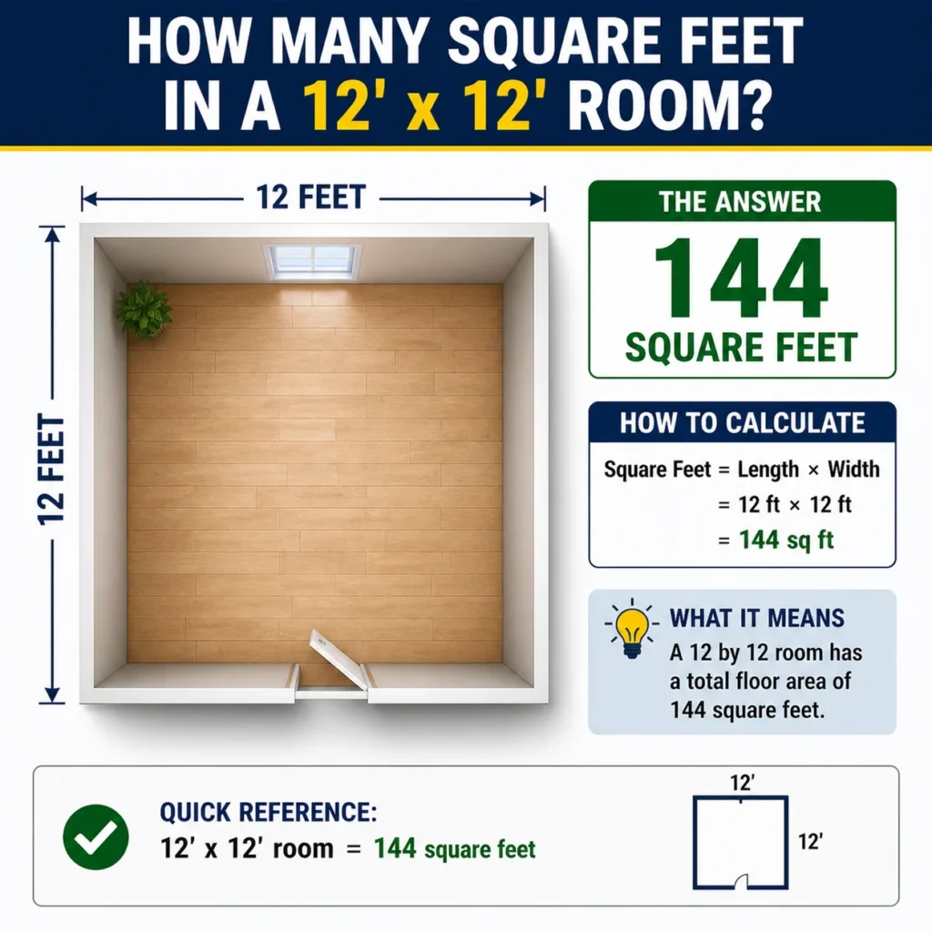 how many square feet in a 12 by 12 room