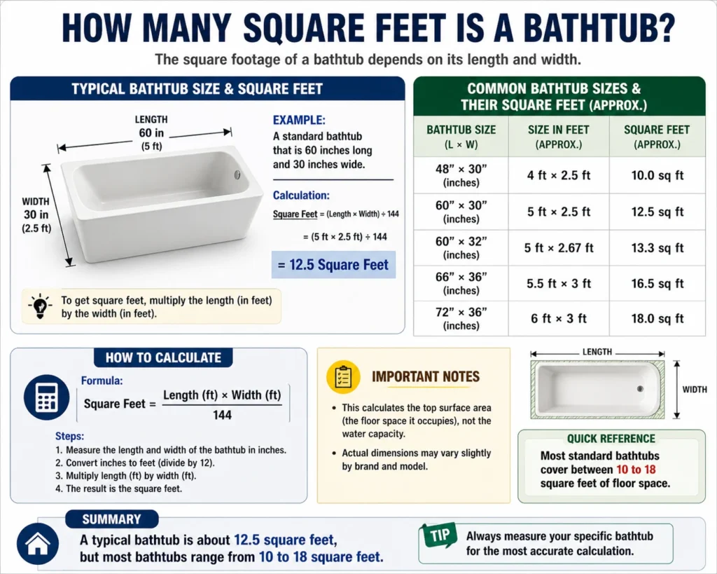 how many square feet is a bathtub