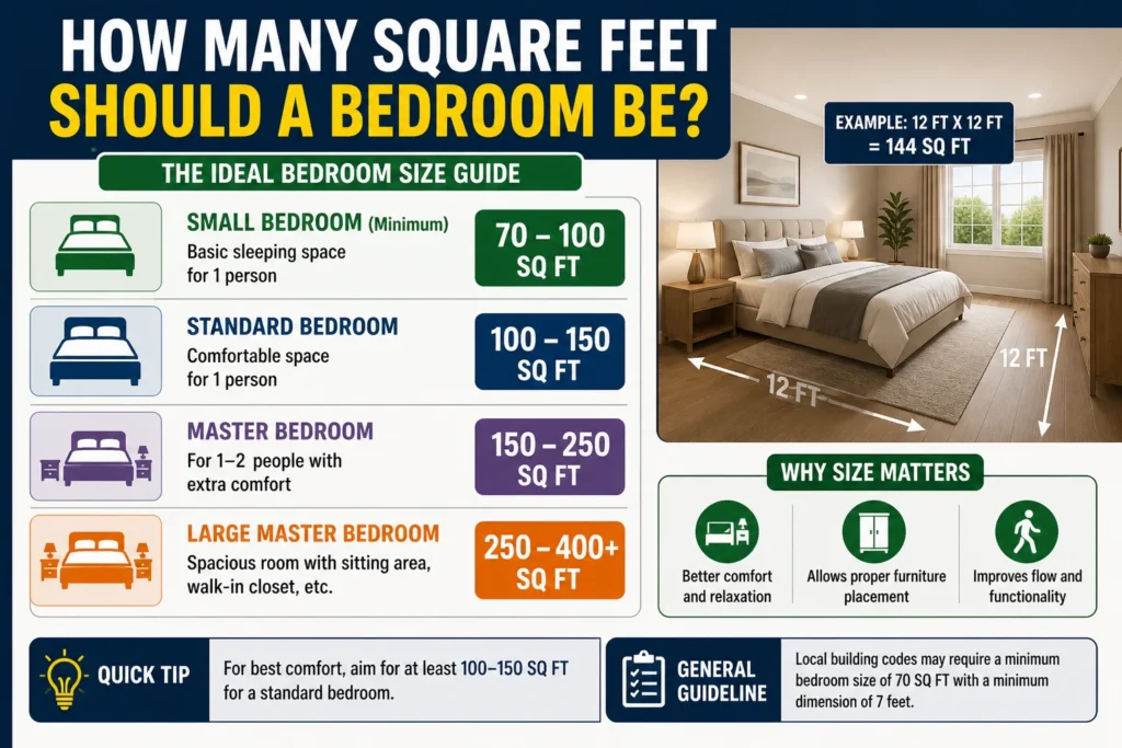 how many square feet should a bedroom be
